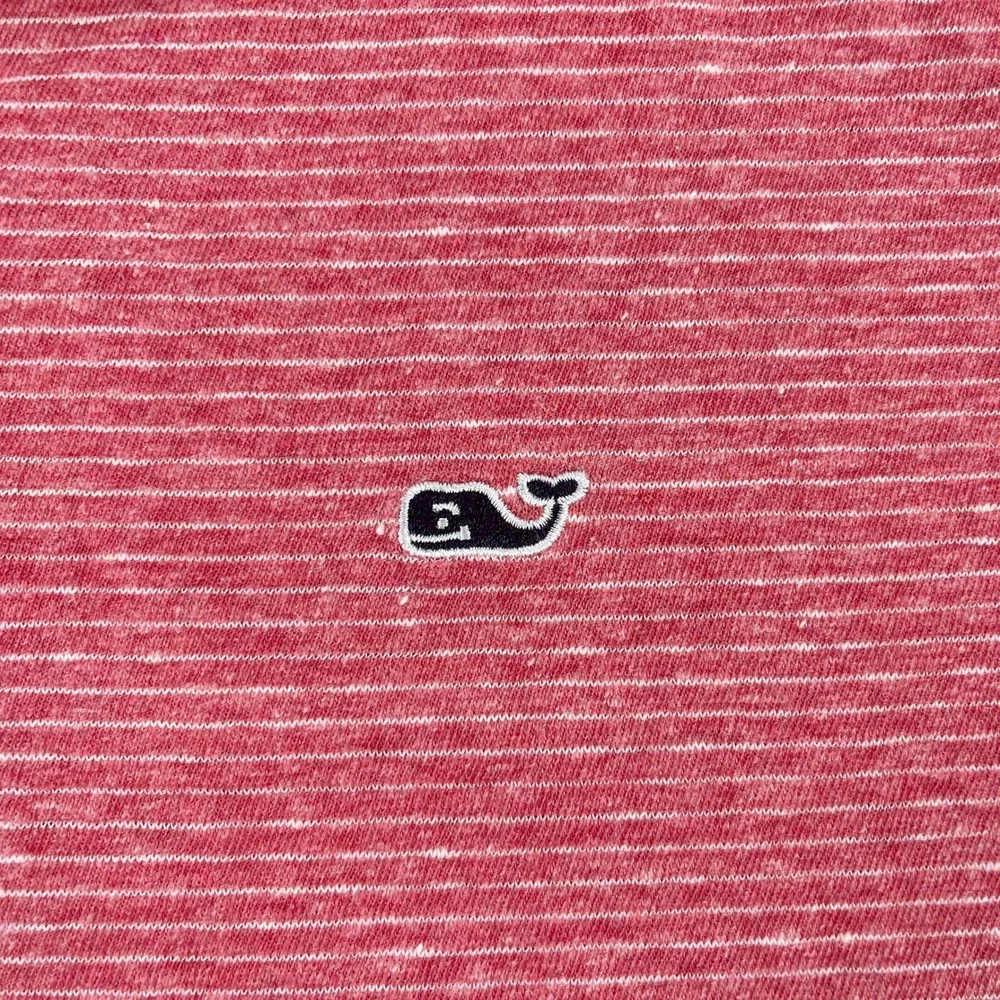 Vineyard Vines Mens XXL Red Striped Polo Shirt Short Sleeve Linen Blend